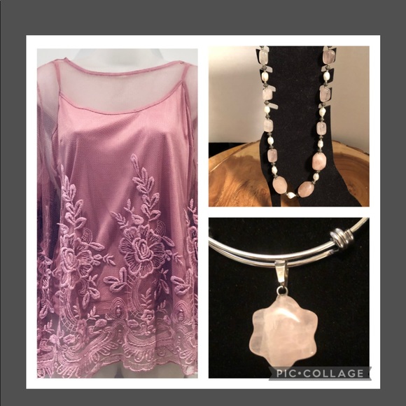 Marc Bouwer Tops - Marc Bouwer Bell Sleeve Embroidery Sheer Top